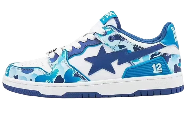 【代購】A BATHING APE Sk8 Sta 12 Leather Low 'White Blue'