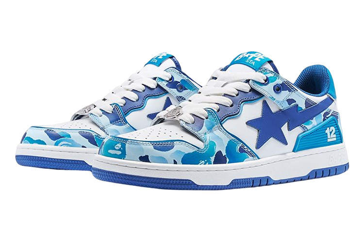 【代購】A BATHING APE Sk8 Sta 12 Leather Low 'White Blue'