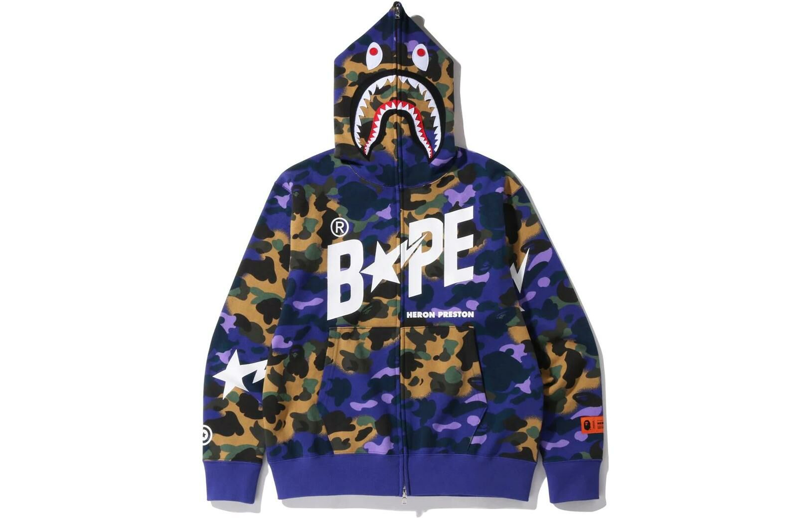 【代購】A BATHING APE X Heron Preston Mix 1st Camo Shark Relaxed Fit Full Zip Hoodie
