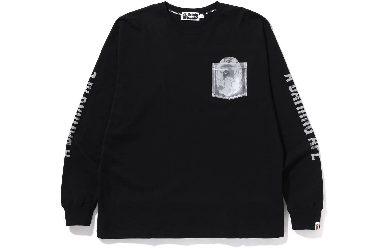 【代購】A BATHING APE Reflective Solid Camo Ape Head Relaxed Fit Pocket L/S Tee
