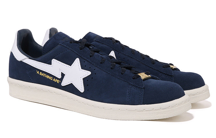 【代購】Adidas Originals x A BATHING APE Campus 80 Casual Skateboard Shoes Unisex Midnight Blue