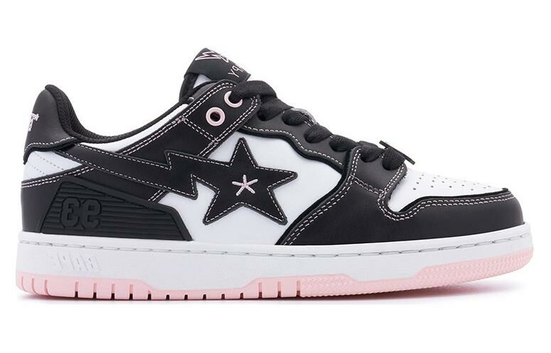 【代購】BAPY x A BATHING APE SK8 STA Stylish Skateboarding Shoes Women's Black White Pink
