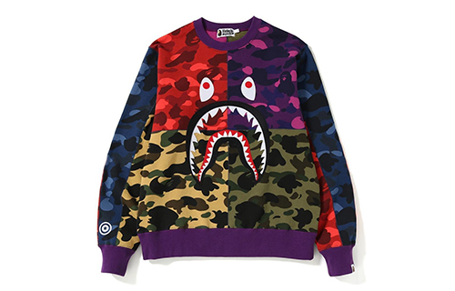【代購】A BATHING APE Mix Camo Shark Crazy Sweatshirt