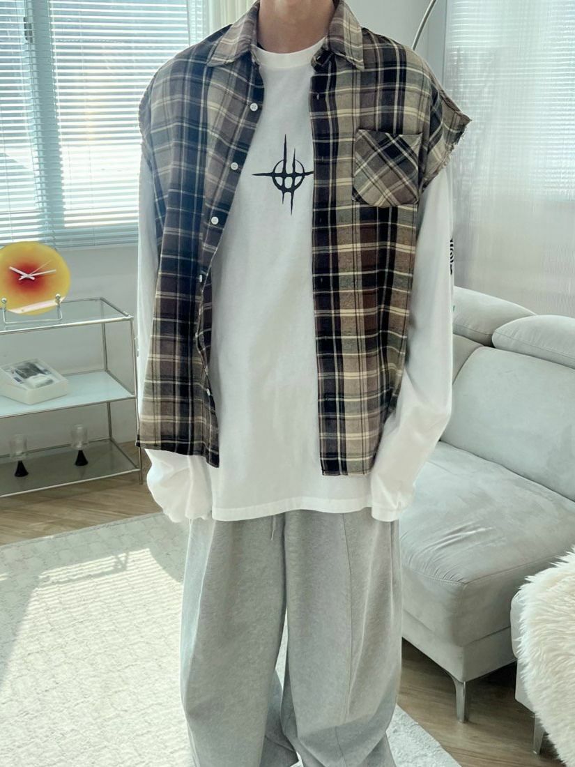 格仔背心恤衫 EDEN-004V