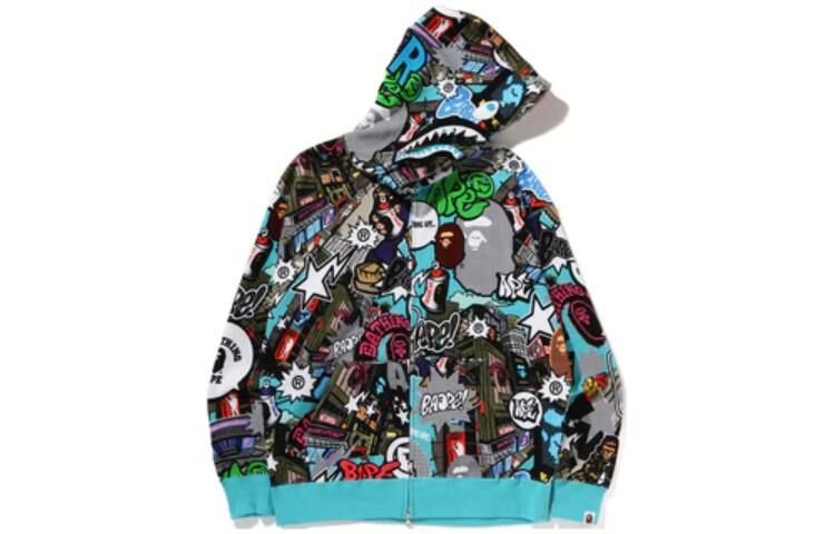 【代購】A BATHING APE Comic Art Shark Zip Hoodie
