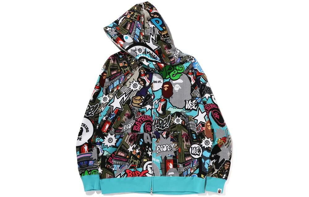 【代購】A BATHING APE Comic Art Shark Zip Hoodie