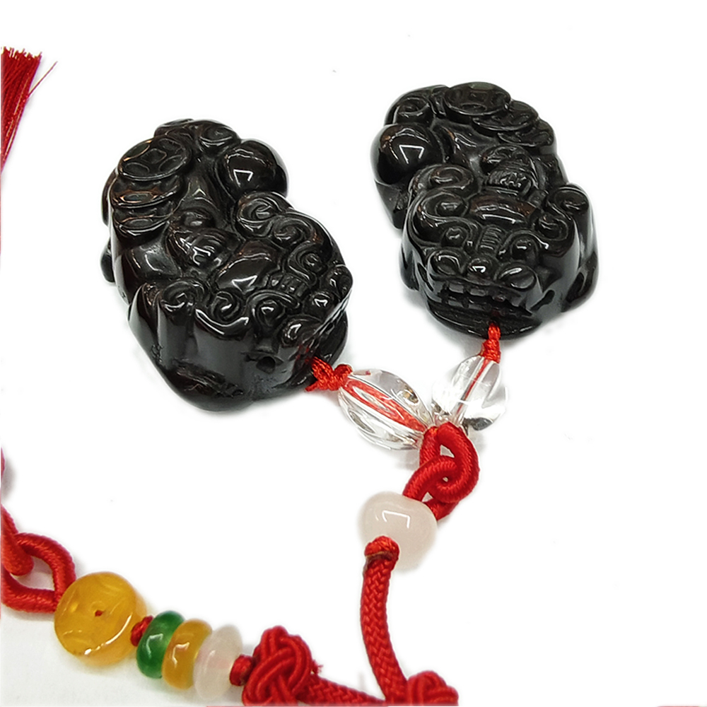 貔貅{彩虹黑曜岩}開運掛飾1對【十方】134078