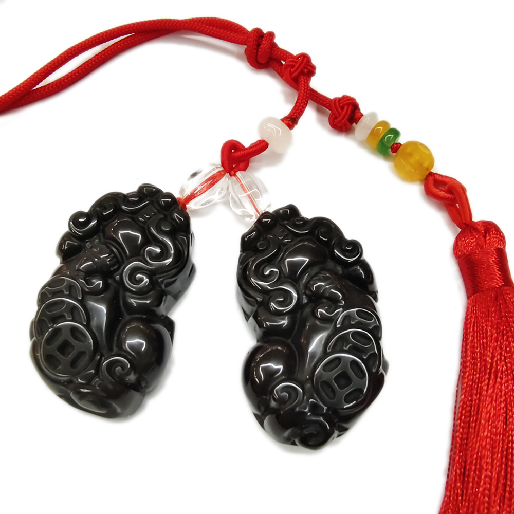 貔貅{彩虹黑曜岩}開運掛飾1對【十方】134078