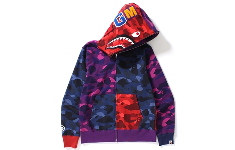 【代購】A BATHING APE Ultimate Crazy Color Camo Shark Hoodie