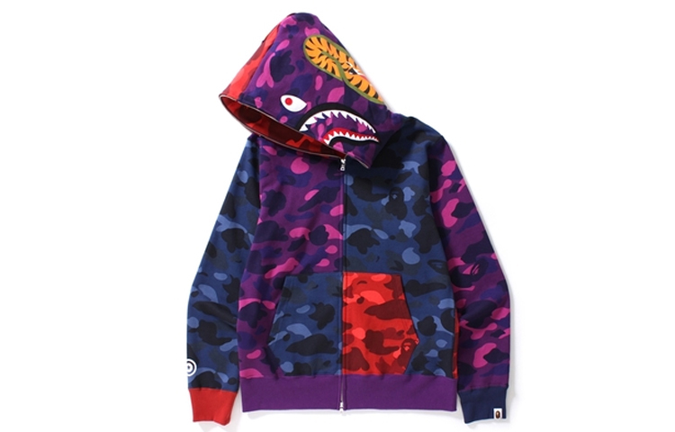 【代購】A BATHING APE Ultimate Crazy Color Camo Shark Hoodie