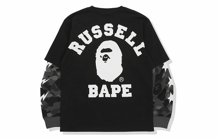 【代購】A BATHING APE X Russell Color Camo College Layered L/S Tee