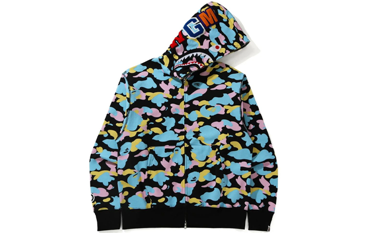 【代購】A BATHING APE New Multi Camo Shark Relaxed Full Zip Hoodie