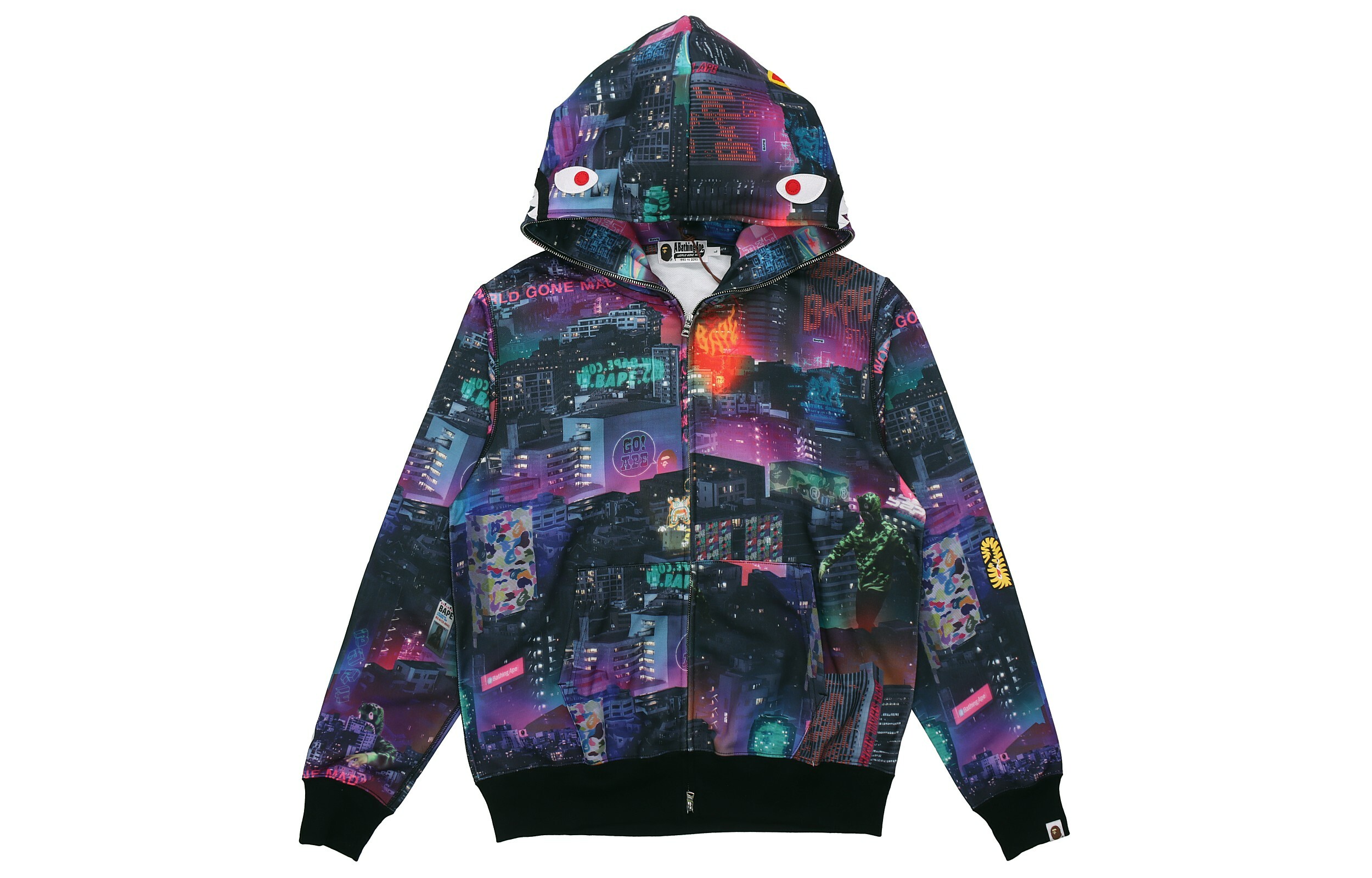 【代購】A BATHING APE Neon Tokyo Shark Wide Full Zip Hoodie