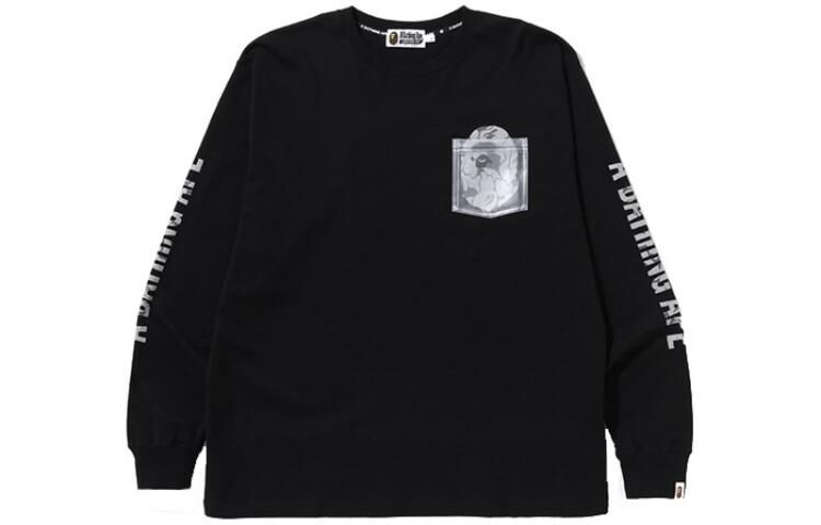 【代購】A BATHING APE Reflective Solid Camo Ape Head Relaxed Fit Pocket L/S Tee