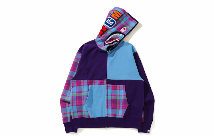 【代購】A BATHING APE Check Shark Relaxed Full Zip Hoodie