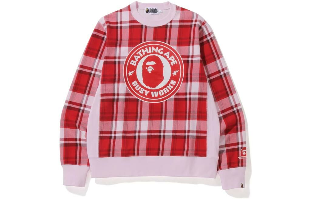【代購】A BATHING APE Bape Check Gift Busy Works Crewneck