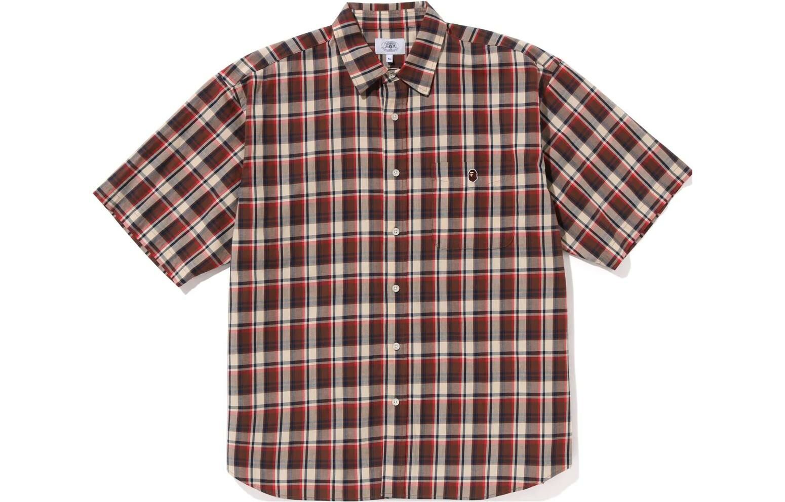 【代購】A BATHING APE Mini Ape Head Check Loose Fit S/S Shirt