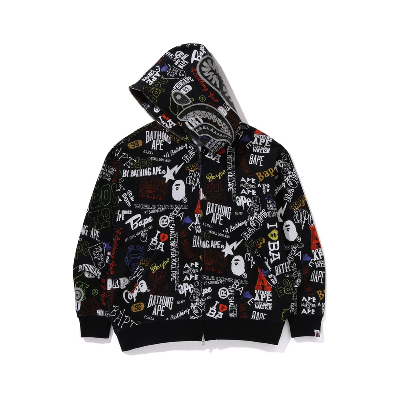 【代購】A BATHING APE Hand Draw Pattern Shark Zip Hoodie