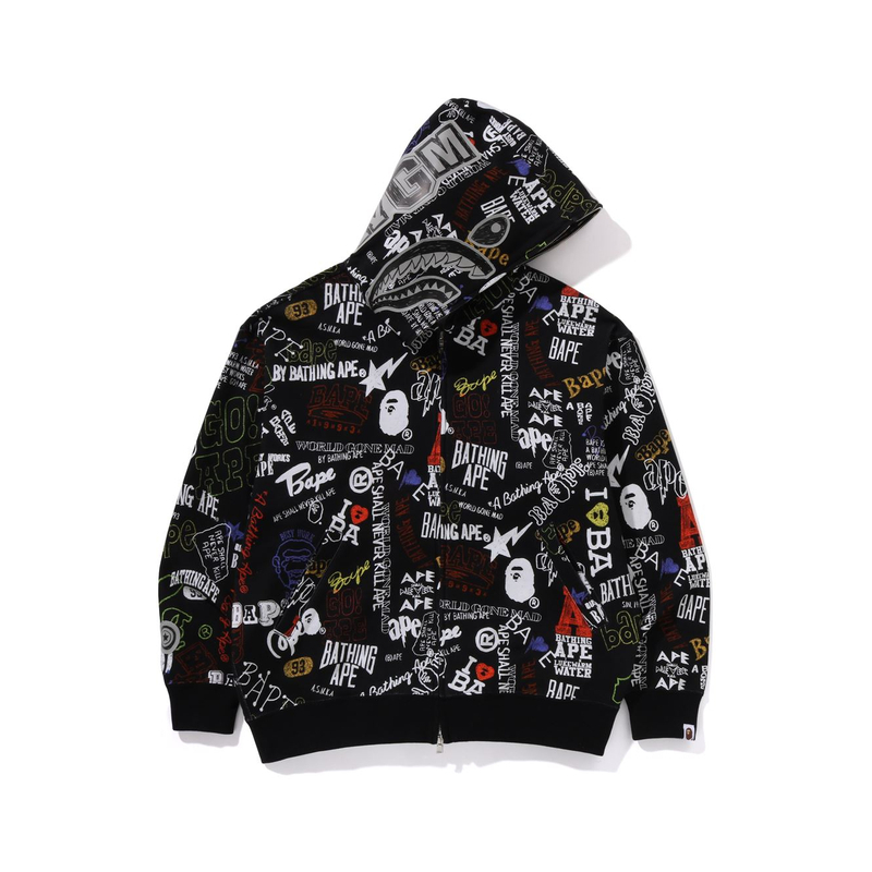 【代購】A BATHING APE Hand Draw Pattern Shark Zip Hoodie