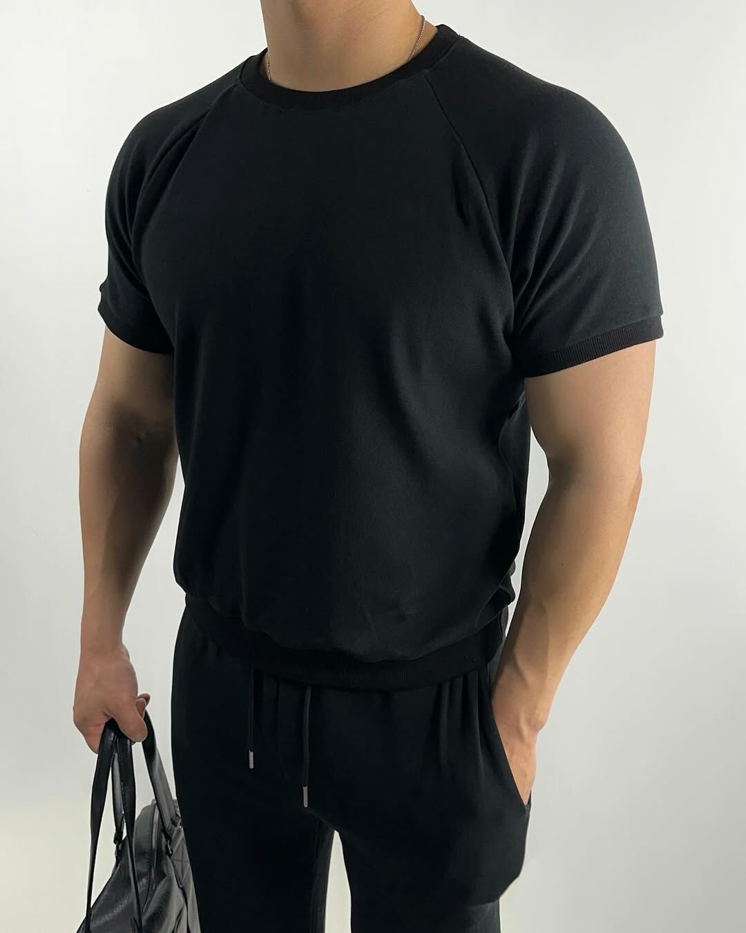 肌肉型棉質插肩袖短袖T恤