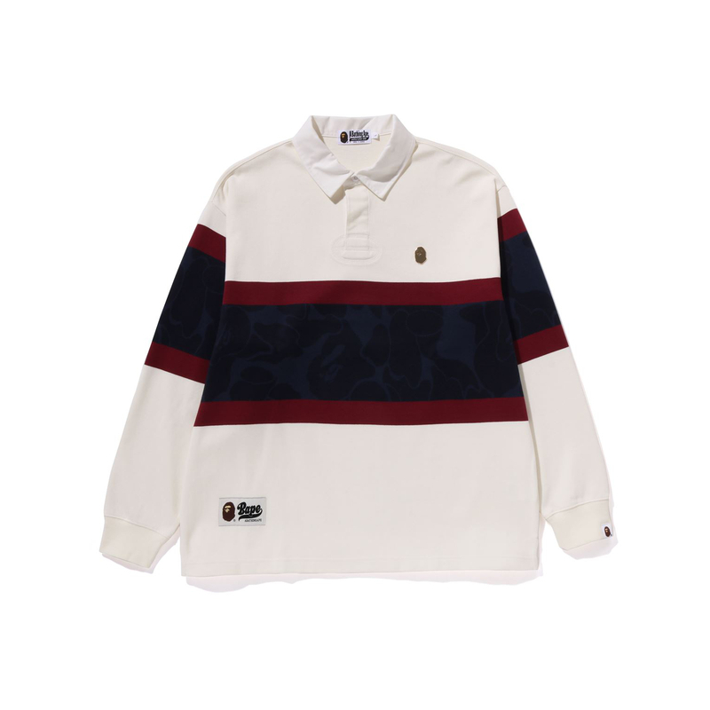 【代購】A BATHING APE Metal One Point L/S Color Blocking Rugby Polo