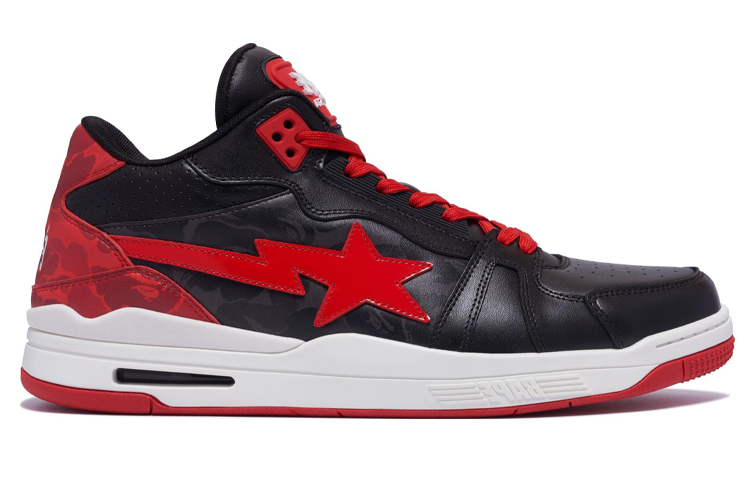 【代購】A BATHING APE Clutch Sta SK8 Mid-Top Casual Shoes Men's Black Red