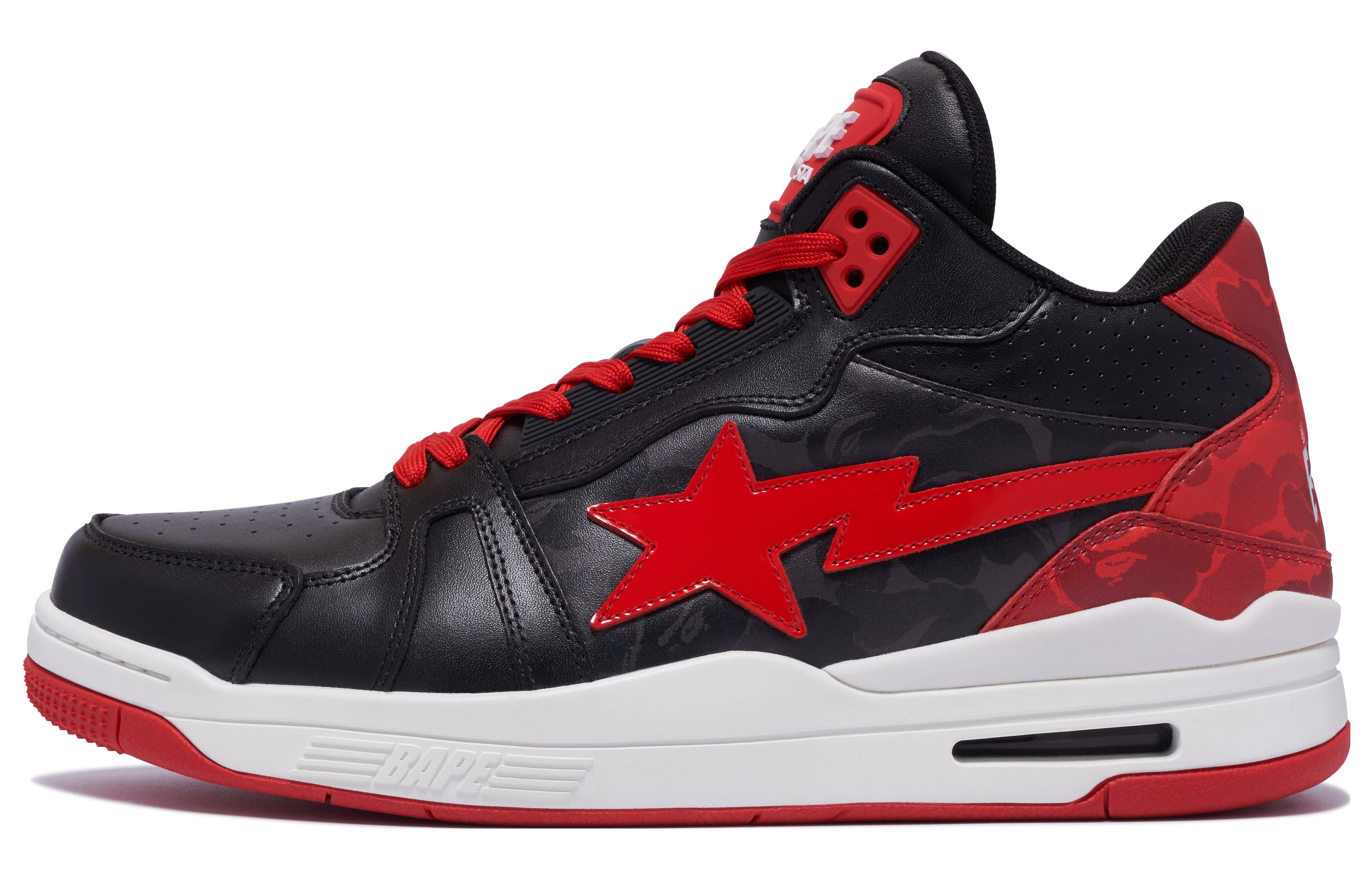 【代購】A BATHING APE Clutch Sta SK8 Mid-Top Casual Shoes Men's Black Red