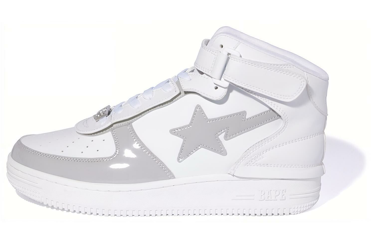 【代購】A BATHING APE Bape Mid Mid-Top Stylish Skateboarding Shoes Men's White Gray