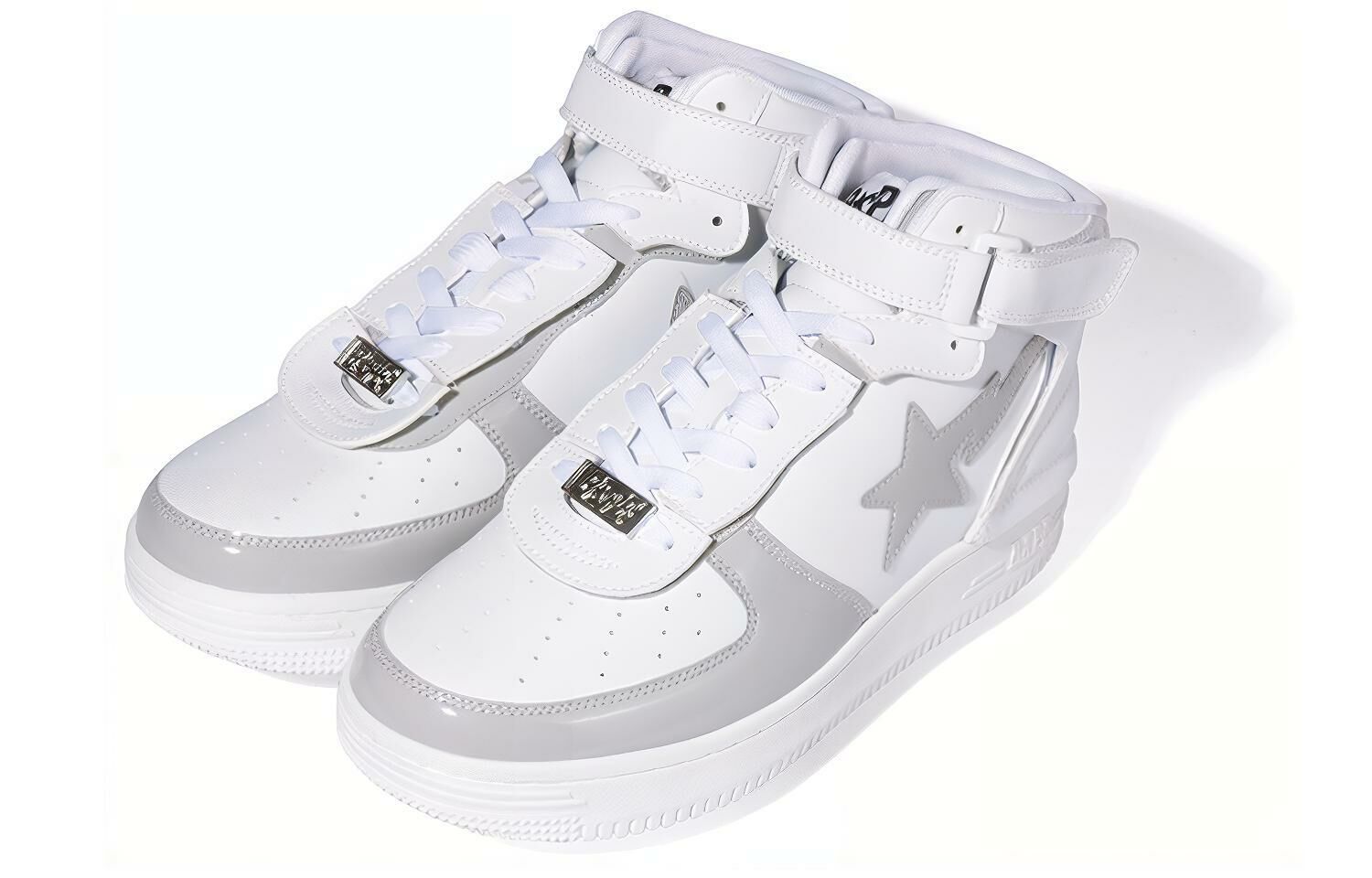 【代購】A BATHING APE Bape Mid Mid-Top Stylish Skateboarding Shoes Men's White Gray