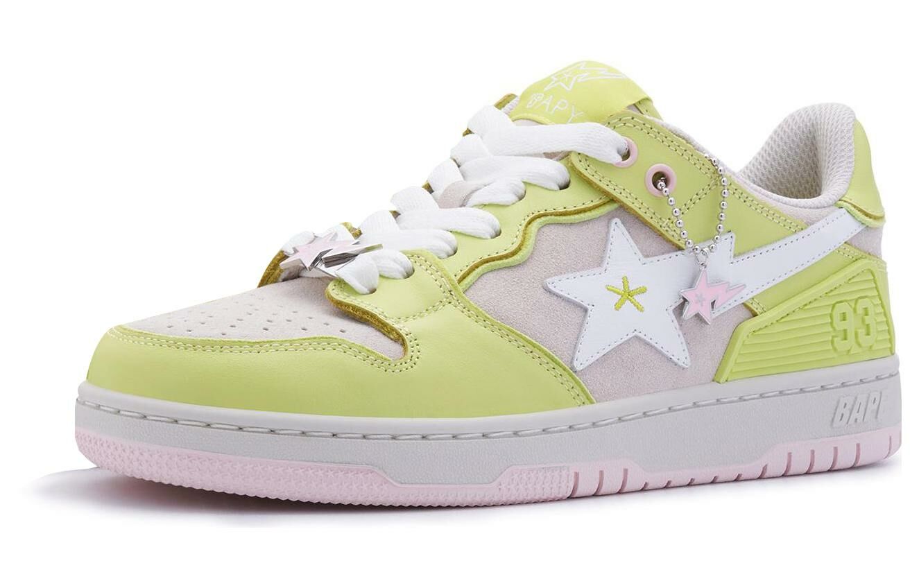 【代購】A BATHING APE Sk8 Sta Leather Low 'Yellow Pink' Women's