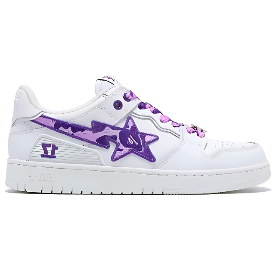 【代購】A BATHING APE SK8 Low-Top Skateboard Shoes Unisex White Purple