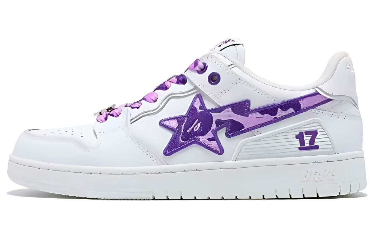 【代購】A BATHING APE SK8 Low-Top Skateboard Shoes Unisex White Purple