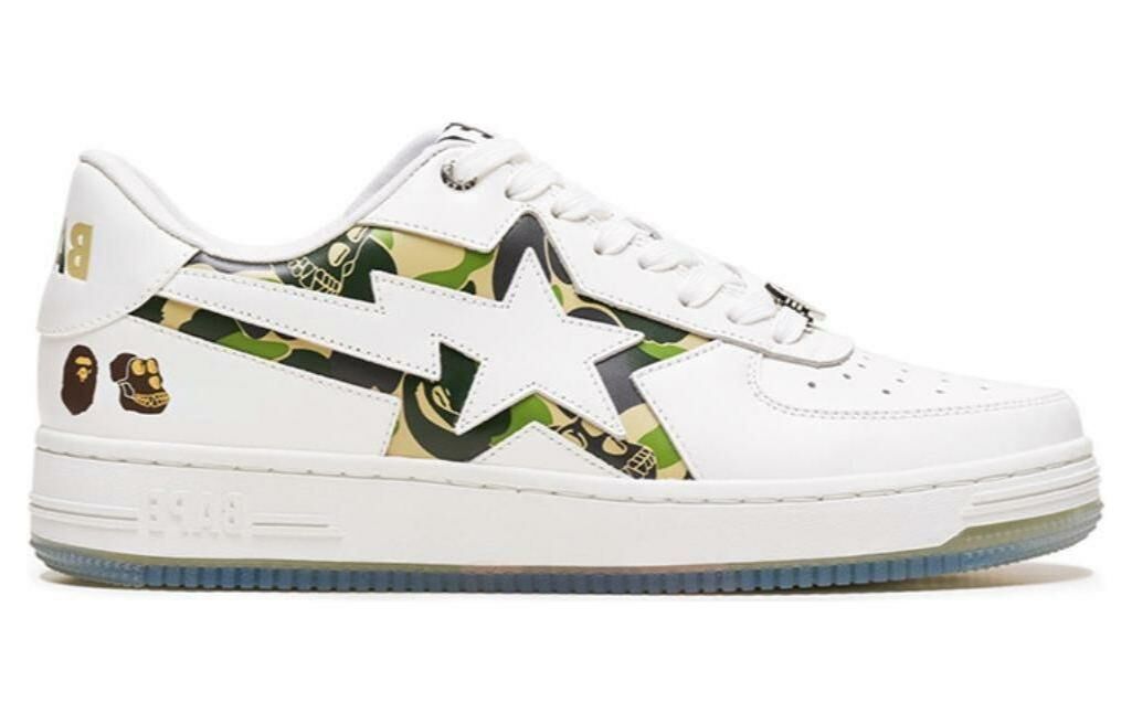 【代購】A BATHING APE Wear-Resistant Low-Top Skateboard Shoes Men's White