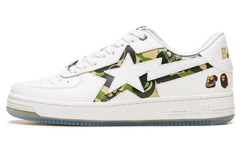 【代購】A BATHING APE Wear-Resistant Low-Top Skateboard Shoes Men's White