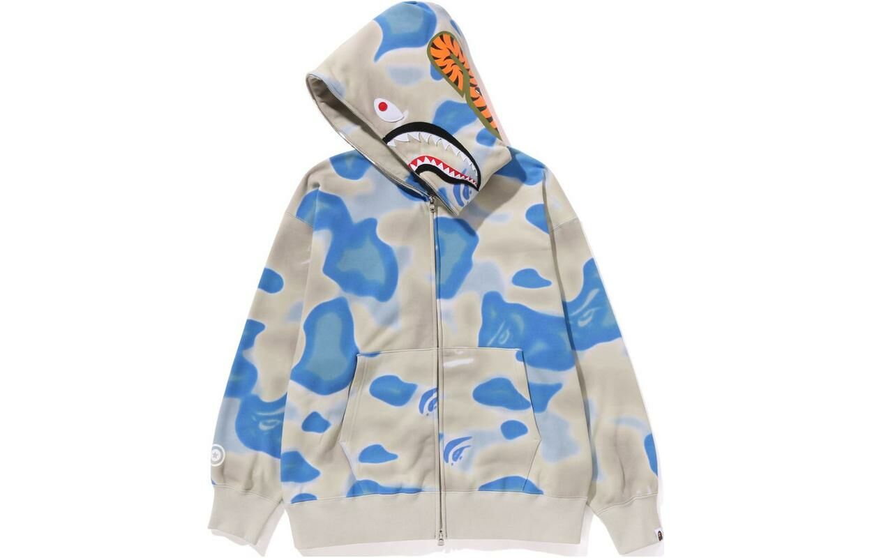 【代購】A BATHING APE Liquid Camo Shark Relaxed Fit Full Zip Hoodie