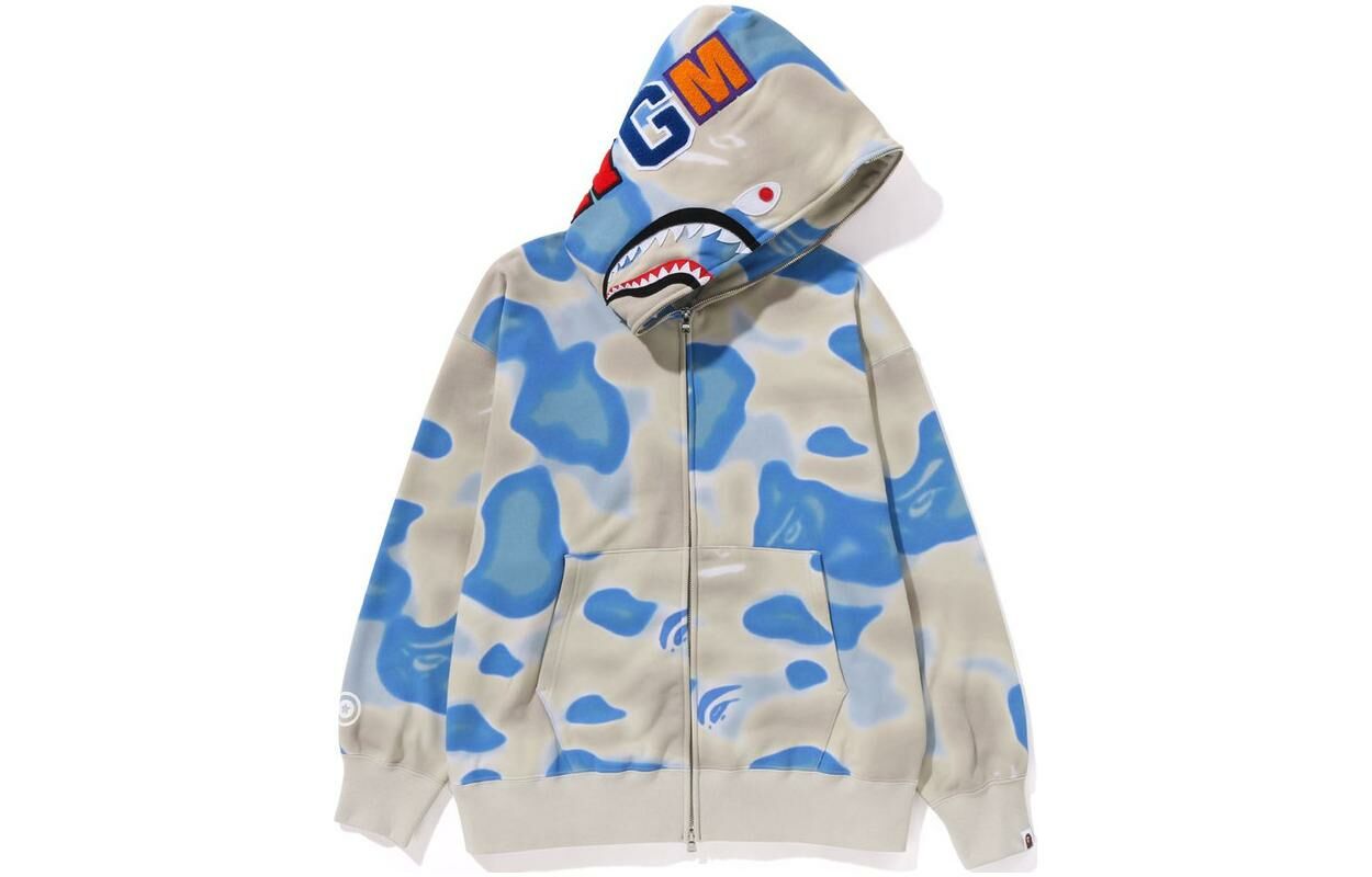 【代購】A BATHING APE Liquid Camo Shark Relaxed Fit Full Zip Hoodie