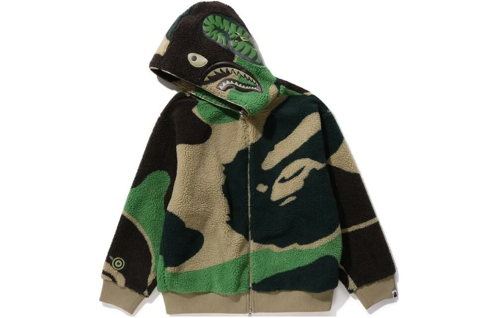 【代購】A BATHING APE Mega Abc Camo Shark Boa Hoodie Jacket