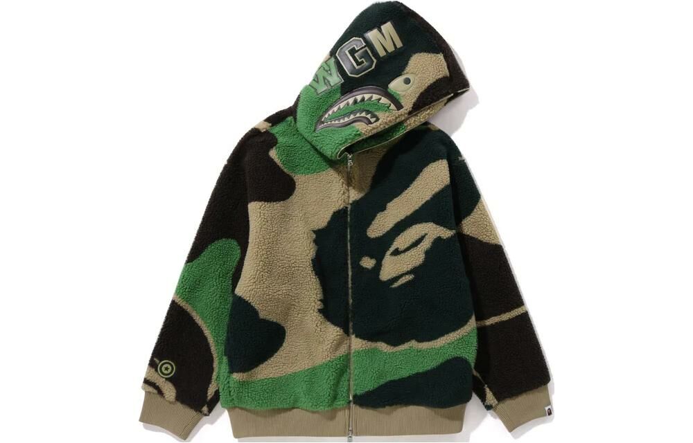 【代購】A BATHING APE Mega Abc Camo Shark Boa Hoodie Jacket