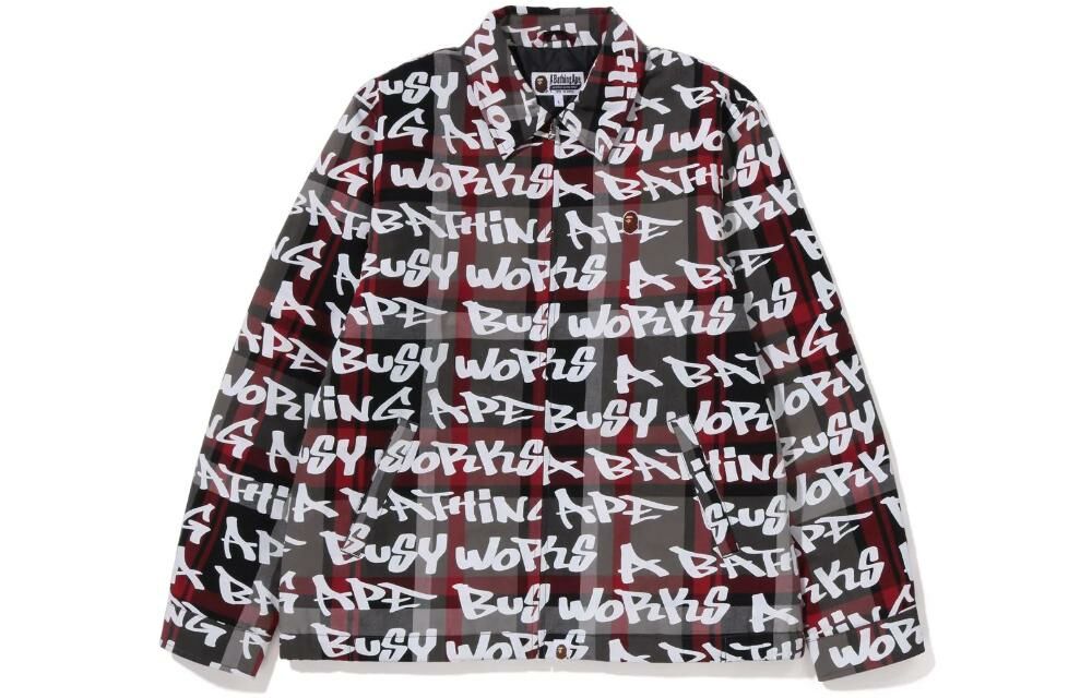 【代購】A BATHING APE One Point Bape Graffiti Check Zip Jacket