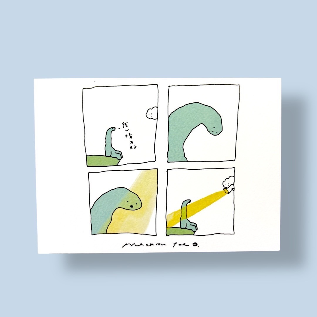 手電筒 四格故事明信片｜馬卡龍腳趾