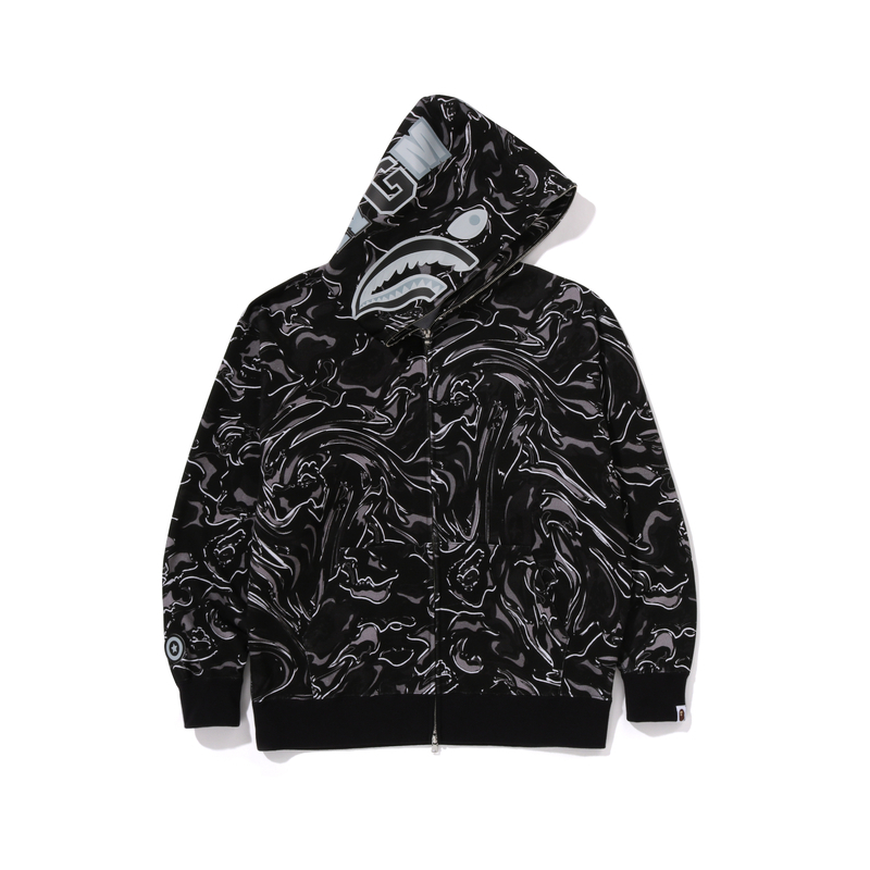 【代購】A BATHING APE Marbling Camo Shark Relaxed Fit Full Zip Hoodie