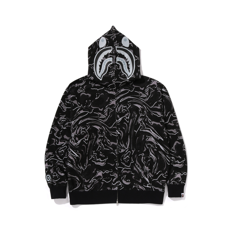 【代購】A BATHING APE Marbling Camo Shark Relaxed Fit Full Zip Hoodie