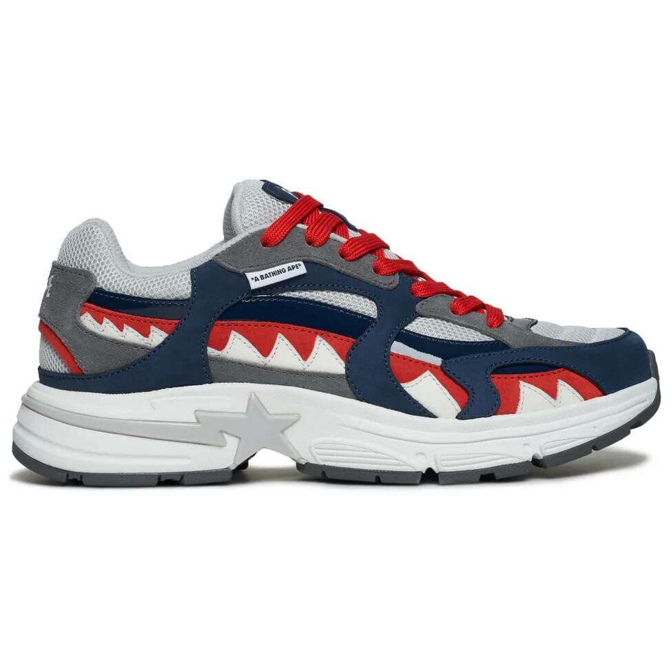 【代購】A BATHING APE Shark STA Anti Slip Wear Resistant Low Top Casual Shoes Men's Gray Blue Red