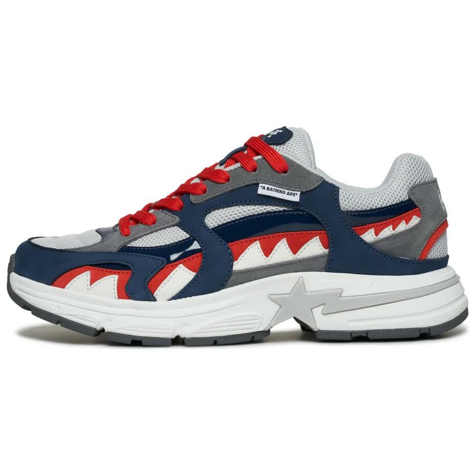 【代購】A BATHING APE Shark STA Anti Slip Wear Resistant Low Top Casual Shoes Men's Gray Blue Red