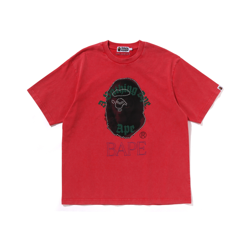 【代購】A BATHING APE Garment Dye Rhinestone Ape Head Relaxed Fit Tee