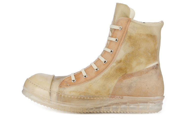 【代購】RICK OWENS/RO Edfu High-Top Stylish Skateboarding Shoes Men's Beige Umber Vintage Version
