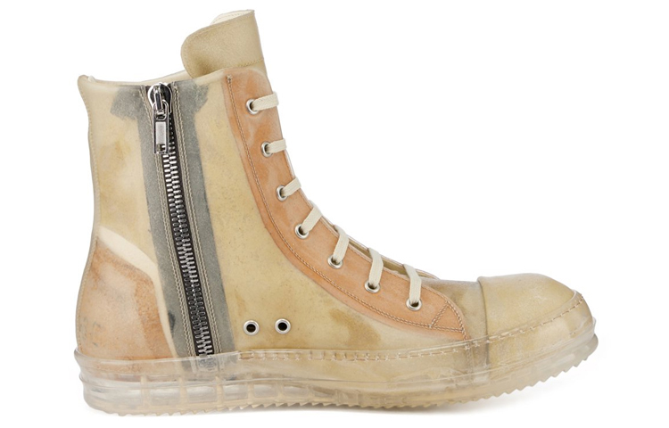 【代購】RICK OWENS/RO Edfu High-Top Stylish Skateboarding Shoes Men's Beige Umber Vintage Version