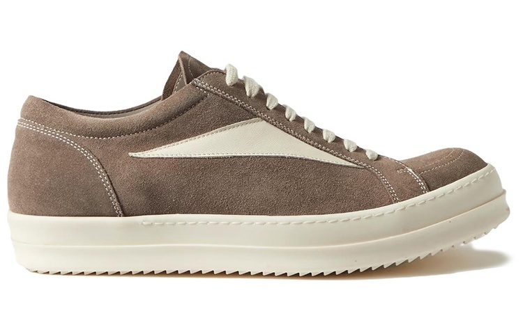 【代購】RICK OWENS Vintage Sneaks Velour Suede Dust Grey Milk White