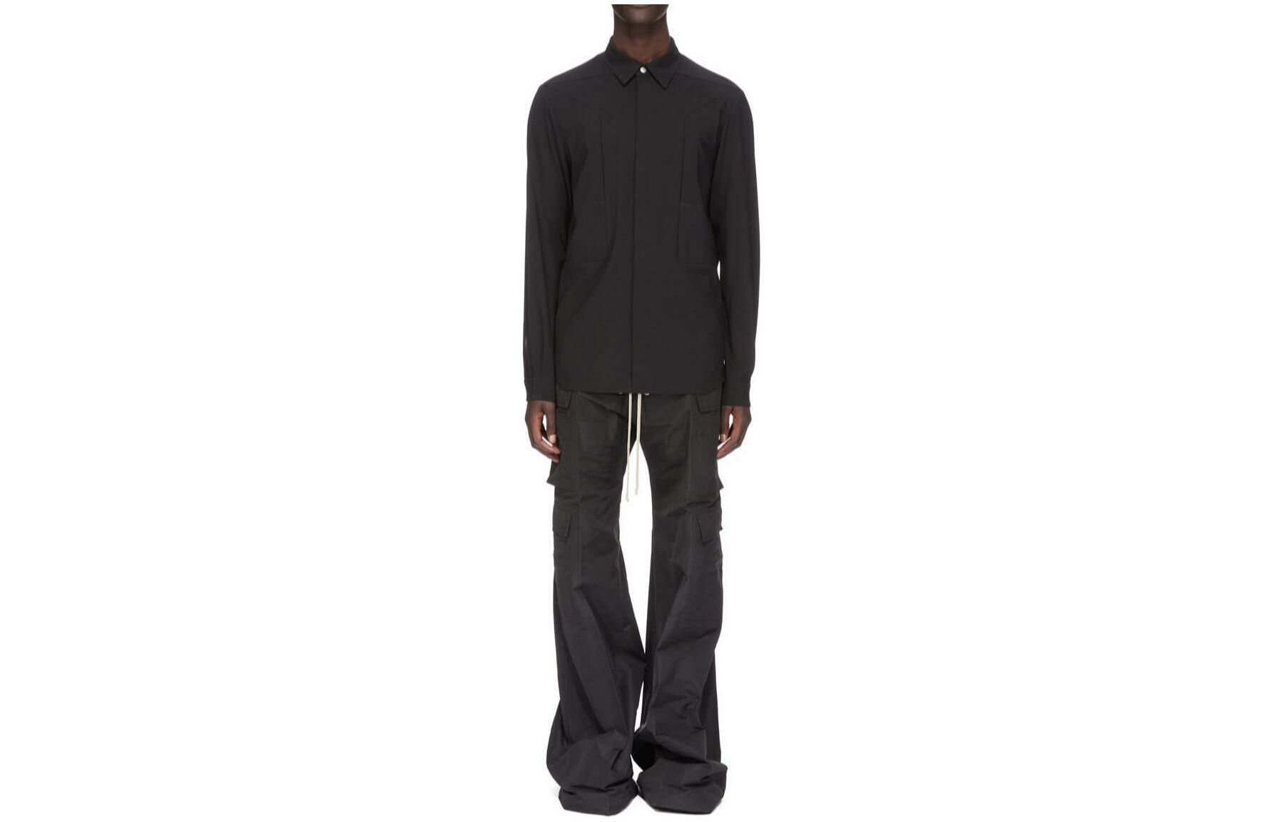 【代購】RICK OWENS/RO Lido Fogpocket Outershirt Wool Shirt Men's Black