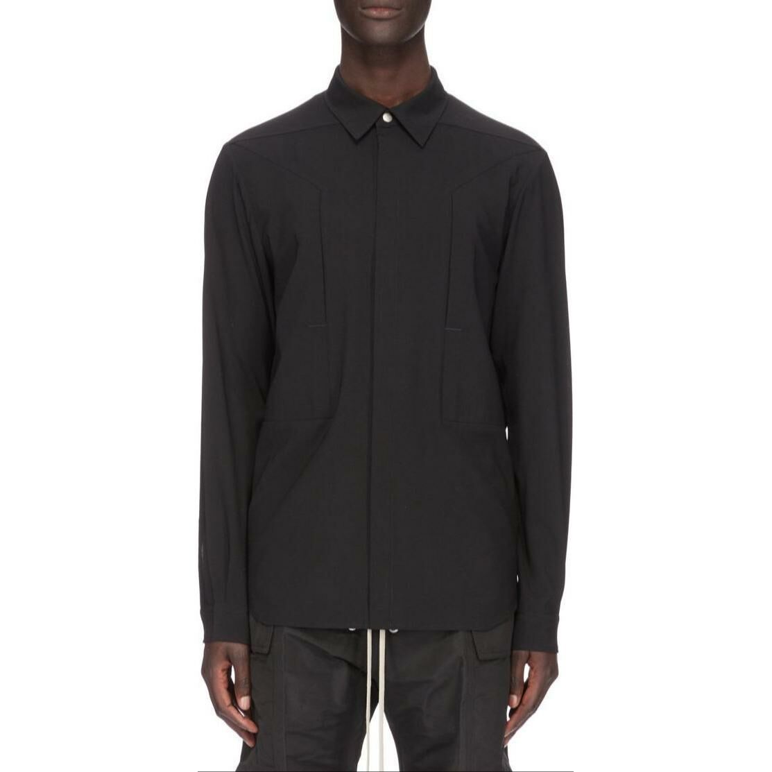 【代購】RICK OWENS/RO Lido Fogpocket Outershirt Wool Shirt Men's Black
